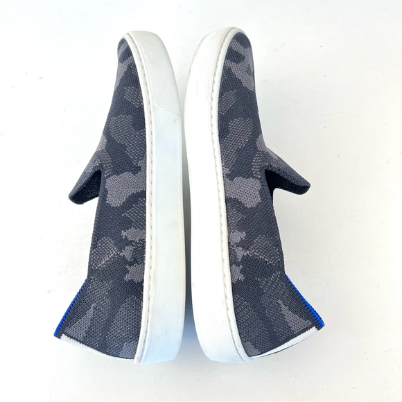 ROTHY’S The Original Slip On Grey Camouflage Blue Trim Comfy Sneakers Sz 6 - Picture 10 of 16
